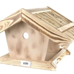 Kölle Vogelfutterhaus Aus Kiefernholz, Mit Strohdach, Ca. 30 X 38 Cm -Stilvoller Gartenbedarfsladen 0910100033 Koelle Futterspender Kiefernholz natur Strohdach ca30x38cm 1 117704