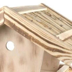 Kölle Vogelfutterhaus Aus Kiefernholz, Mit Strohdach, Ca. 30 X 38 Cm -Stilvoller Gartenbedarfsladen 0910100033 Koelle Futterspender Kiefernholz natur Strohdach ca30x38cm 2 117705