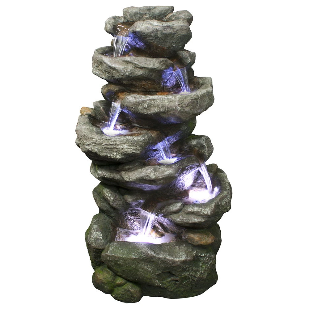Brunnen Aus Polyresin Mit Pumpe, LED-Beleuchtung Und 10 M Kabel, Ca. 56x44x102 Cm 1 Brunnen Aus Polyresin Mit Pumpe, LED-Beleuchtung Und 10 M Kabel, Ca. 56x44x102 Cm