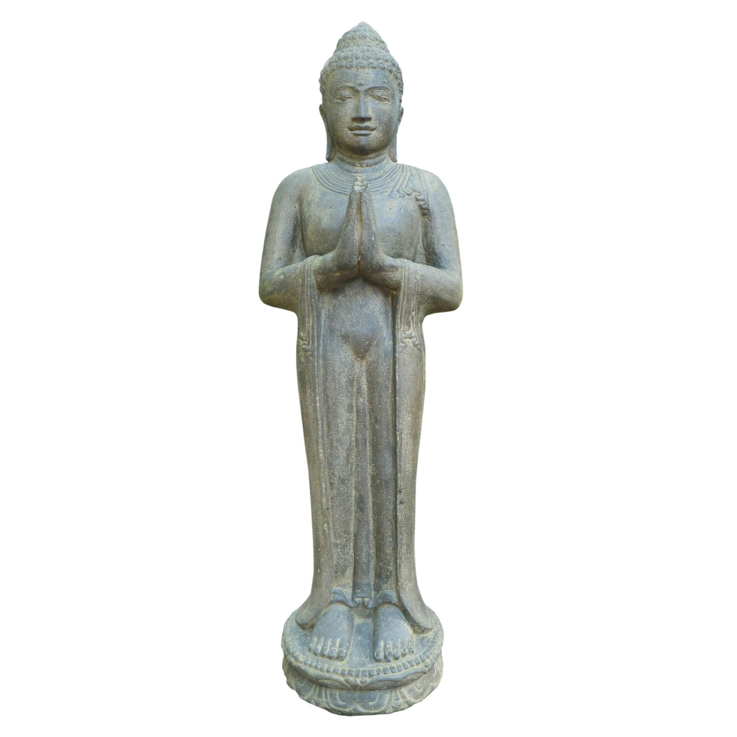 Buddha Stehend, Grau, Steinguss, 36 X 28 X 119 Cm, 75 Kg 1 Buddha Stehend, Grau, Steinguss, 36 X 28 X 119 Cm, 75 Kg