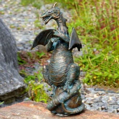 Rottenecker Bronze-Drache Mit Walnuss, Wasserspeiend, 29 X 19 X 11 Cm -Stilvoller Gartenbedarfsladen 0980306260 Drache mit Walnuss H29xB19xL11cm1 75588