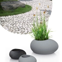 Pflanzstein Flow, Stony Black, L 48 X B 38 X H 23 Cm -Stilvoller Gartenbedarfsladen 3210103633 3210103634 3210103635 3210103636 Pflanzstein Flow stony black grey 55927