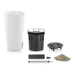 LECHUZA Rondo Premium 40, Weiß Hochglanz, All-in-One-Set, Ø 40 Cm, H:75 Cm -Stilvoller Gartenbedarfsladen 3325100103 Rondo Premium40 weiss All in OneSet D40xH75cm RGB 3 7756